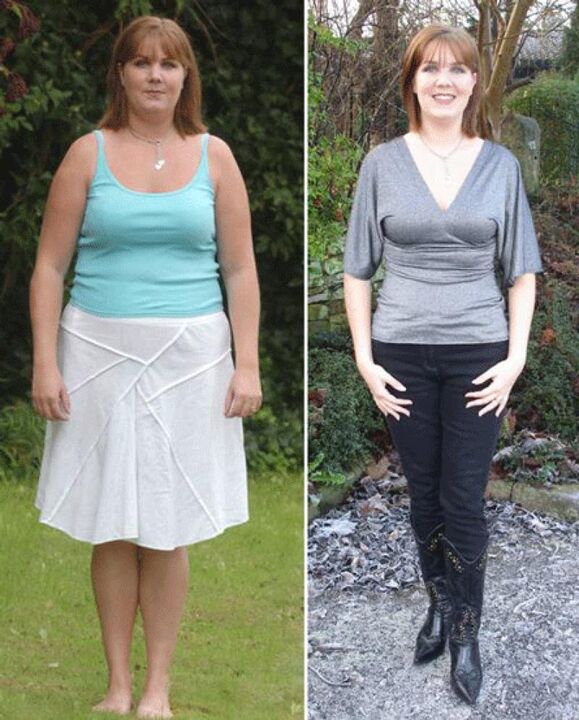 Women before and after losing weight on a kefir diet